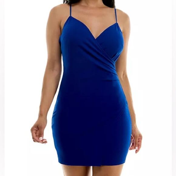 Emerald Sundae Juniors' Scuba Crepe Bodycon Dress Blue Sz XL - Picture 1 of 8